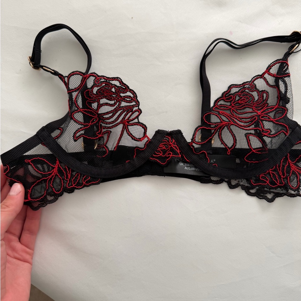Bluebella Black and Red Lace Bra Set - Picture 2 of 5